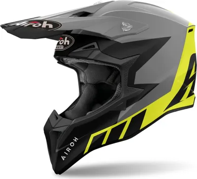Produktbild von Crosshelm Schutzhelm Motorradhelm AIROH Wraaap Reloaded 2024 Grau Gelb Größe XS
