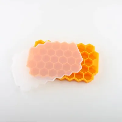 Produktbild von Eiswürfelform - Wabenmuster - Orange - 2er Set - Eiswürfel - Eiswürfelformen - Eisformen - Eiswürfelform mit Deckel - Eiswürfelmaschine - Eiswürfelber