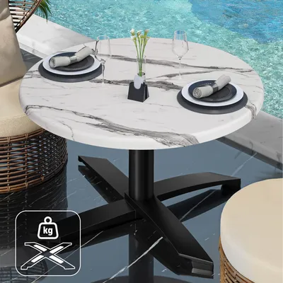 Produktbild von WTG | Jamaika Loungetisch | Ø:H 60 x 37 cm | Weiß Marmor / Schwarz | Zusatzgewicht | Bistro Loungetisch Gastro Tisch