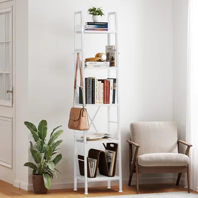 Produktbild von Bücherregal, 5 Etagen, industrielles Leiterregal, Bücherregal, Holzregale, 170 x 30 x 35 cm