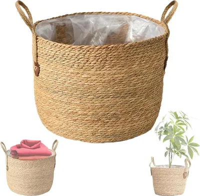 Produktbild von Große geflochtene Rattan-Blumenampel für Pflanzen