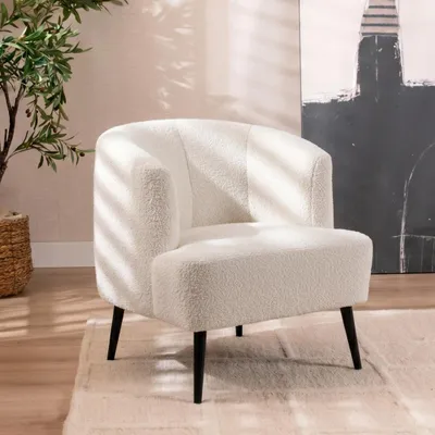 Produktbild von Bronx71 Bouclé Sessel Nora modern weiß