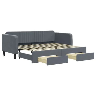 Zdjęcie produktu dla vidaXL Łóżko dzienne rozkładane z szufladami ciemnoszare 90x200 cm aksamitne