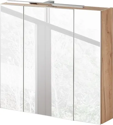 Produktbild von Badezimmer Spiegelschrank 80 cm mit LED-Beleuchtung Wotaneiche B/H/T  80/75-80/16cm