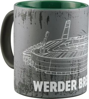 Produktbild von Werder Bremen Becher Softtouch Stadion, Offizieller Fanartikel, Grauer Kaffeebecher Keramik 0,3L