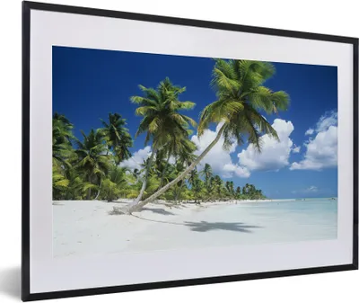 Produktbild von MuchoWow® Gerahmtes Poster Strand - Palme - Tropisch 60x40 cm - Poster mit Schwarzem Bilderrahmen Wandposter Rahmen Foto Bilder - Schlafzimmer - Plakat in Rahmen - Drucken