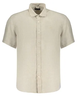 Produktbild von Elegantes Herren-Kurzarmhemd Beige mit Spreizkragen und Stickerei