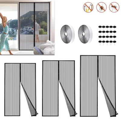 Produktbild von Fiqops 120 X 240 cm Magnet Fliegengitter Tür Insektenschutz Magnetvorhang Lamellen Balkontür Terrassentür Ohne Bohren