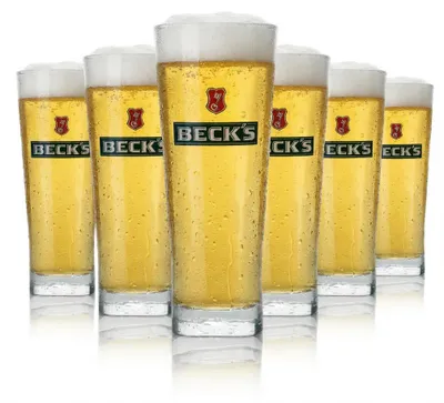 Produktbild von 6x Becks Glas 0,5l Henry Becher Kontur Gläser Gastro Pils Gold Unfiltered Bier