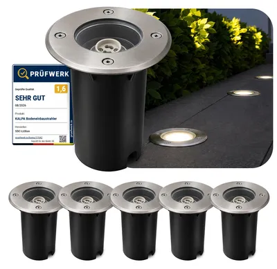Productafbeelding van SSC-LUXon set van 6 inbouwspots KALPA, zilver, 230V, IP67: waterdicht, bestand tegen voetverkeer en corrosiebestendig – Uitstekend geschikt voor opritten, terrassen en tuinen, AI-gegenereerde afbeelding