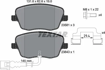 Produktbild von Textar Bremsbeläge vorne für Seat Cordoba Ibiza Skoda Roomster VW Polo 9N