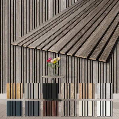 Produktbild von HEXIM Akustikpaneele 278x60cm Holz Mila - flexible Holzpaneele Platten Wandpaneele Wanddeko Kombipaneel Wandverkleidung Schalldämmung Akustikfilz braun (1.67m² Vintage Oak)