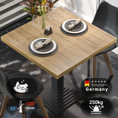 Produktbild von BRASIL | Gastro Tischplatte | B:T 60 x 60 x 2,5 cm | Eiche | Quadratisch | Restaurant Bistro Tischplatte