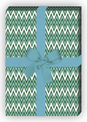 Produktbild von Ethno Geschenkpapier mit Zickzack Streifen, grün - G8354, 32 x 48cm