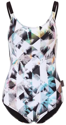 Produktbild von BECO the world of aquasports Badeanzug Heavenly Palms mit Palmenprint und verstellbarer Weite schwarz-weiß 34