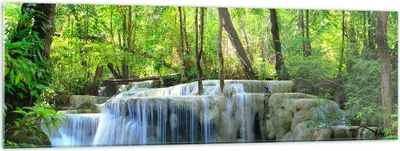 Produktbild von Bilder auf glas - Wasserfall Wald Umwelt - 160x50cm - Glasbilder - Wandbilder - Kunstdruck - zum Aufhängen bereit - Wanddekoration aus Glas - Glas Bilder - Wandbild auf Glas - GAB160x50-2664
