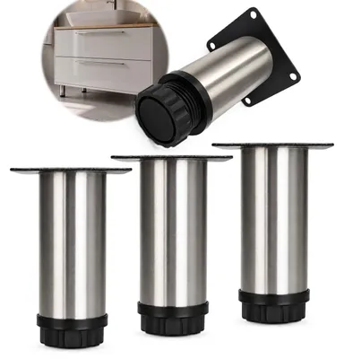 Produktbild von HOOZ® Möbelfüße Edelstahl 150 mm 4er Set [HÖHENVERSTELLBAR] Möbelbeine Schrankfüße für Kommode TV-Board Regal bis 30 kg