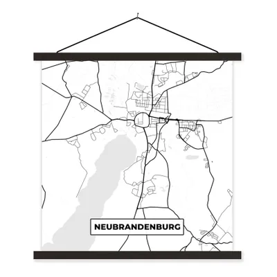 Produktbild von MuchoWow® Textilposter Neubrandenburg - Karte - Lageplan 90x90 cm mit schwarzem Rahmen - Magnetisches