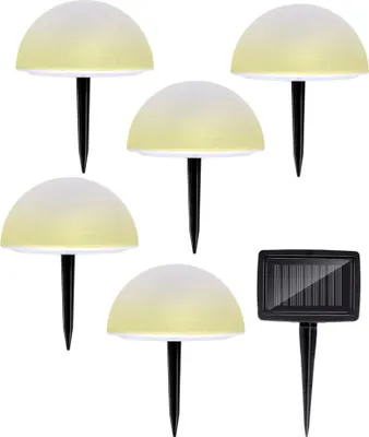 Image de Grundig LEDAmpoules solaires - avec fiche de terre - demi-sphère - 5 pièces - panneau solaire - blanc