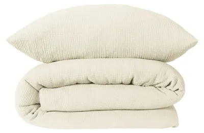 Produktbild von SCHIESSER Bettwäscheset Molly | Einfarbig | Musselin | 2-teilig | 100% Baumwolle | Weich & Angenehm | YKK-Reißverschluss | 135x200 cm + 80x80 cm | Offwhite