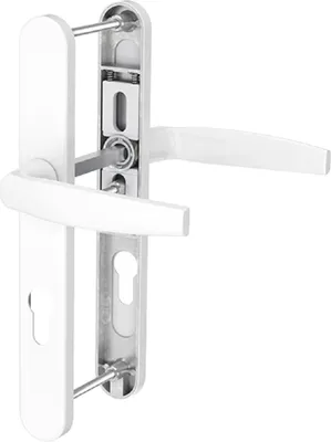 Produktbild von Schmalrahmengarnitur 8-72mm Schildgarnitur Weiss RAL9016 Langschildgarnitur PZ Drücker/Drücker 55-70mm nein