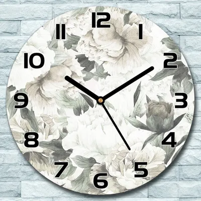 Produktbild von Wanduhr aus Glas Rund fi 30 Vintage Blumenstrauß Quarz Deko Schlafzimmer Büro