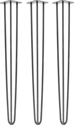 Produktbild von Natural Goods Berlin HAIRPIN Legs, Haarnadelbeine, Möbelfüße, Tischbeine, Industrial Anthrazit, 100 cm, 3 Streben, 3 Stück