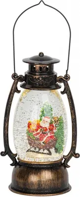 Produktbild von LED Dekoration LATERNE, mit Weihnachtsmann und Glitzer, 13x11x24 cm, schwarz