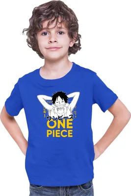 Zdjęcie produktu dla Koszulka Dziecięca Japan Anime Manga One Manga Piece Anime Luffy 03 Smile, 5-6 Jahr - 116 / Niebieski