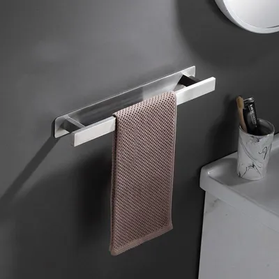 Produktbild von Handtuchhalter 40 cm Edelstahl, Badetuchhalter selbstklebend ohne Bohren, gebürstet Silber, Wandhalterung Badezimmer