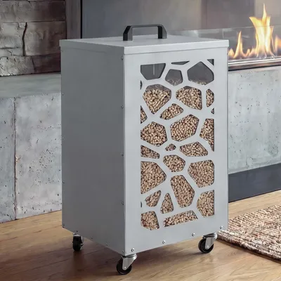 Image de Conteneur à granulés HWC-Q30, bac à granulés, boîte de rangement pour, par exemple, l'alimentation animale, pieds en roulettes, dimensions : 64 x 36 x 36 cm, couleur : blanc/gris clair