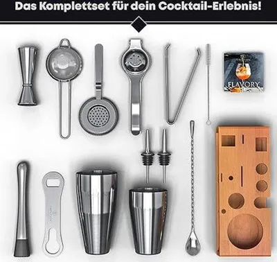 Produktbild von Cocktail-Shaker-Satz - Premium-Mischbatterie, 13 Stück