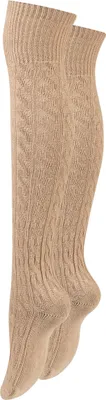 Produktbild von Paolo Renzo Damen Overknee mit Zopfmuster & Anti-Rutsch-Bund 1 Paar -  Größe 36/41 - Beige