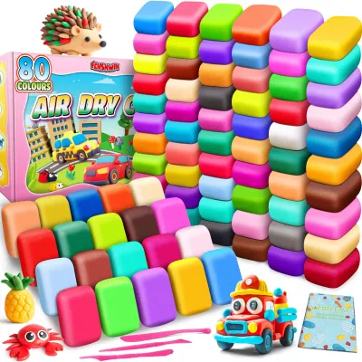 Lufttrocknende Knete 80 Farben, DIY Magic Clay für Kinder