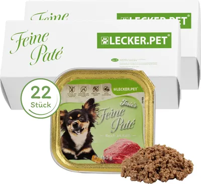 Produktbild von 22 x 150 g Lecker.Pet® Josie's Feine Paté Reich an Kalb Hundefutter Nassfutter Vollnahrung