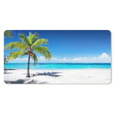 Produktbild von MuchoWow® Schreibtischunterlage Palme - Strand - Meer - Sommer 80x40 cm - XXL Mauspad - Gaming Mauspad