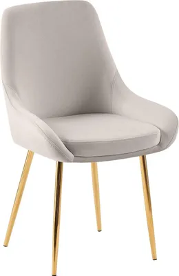 Immagine prodotto di Sedia da pranzo, sedia da sala da pranzo, ampio comfort, struttura in metallo - rivestimento in velluto | Colore: Grigio | Materiale della struttura: Oro metallizzato