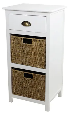 Produktbild von 80x40x30cm Schubladenschrank in Weiß fürs Bad mit Körben und Griff