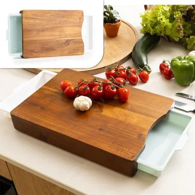 Immagine prodotto di Tagliere in legno di acacia con vaschette per la cucina