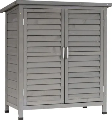 Zdjęcie produktu dla Outsunny szopa ogrodowa drewniana szopa na narzędzia szopa ogrodowa szopa na narzędzia drewniana szopa dachowa żaluzja bitumiczna kartonowa szara 87 x 46,5 x 96,5 cm
