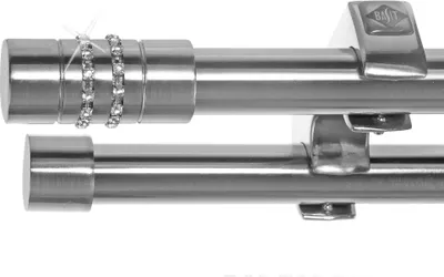 Produktbild von Edelstahl Look Gardinenstange Ø 20mm Deckenträger 2-läufig zweiläufig Deckenbefestigung Kristall D60 E80E30 RR
