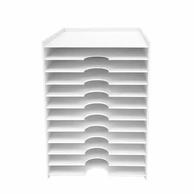 Produktbild von Organizer für Papier und Dokumente im Format DIN A4- Umweltfreundliche Ablage mit 12 Fächern - weiß - aus Naturmaterial - stabil & einfach aufzubauen