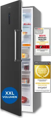 Produktbild von Exquisit Gefrierschrank, Tiefkühlschrank, 274 Liter, NoFrost, Schnellgefrieren, Alarm-Funktion, GS295-NF-H-040D inoxlook-az