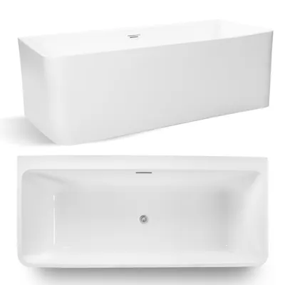Zdjęcie produktu dla Wanna wolnostojąca biała przyścienna 170 x75 cm z Syfonem VENUS