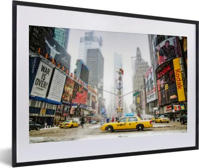 Produktbild von MuchoWow® Gerahmtes Poster New York - Taxi - Architektur 60x40 cm - Poster mit Schwarzem Bilderrahmen Wandposter Rahmen Foto Bilder - Schlafzimmer - Plakat in Rahmen - Drucken