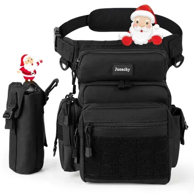 Immagine prodotto di Custodia tattica per la gamba, impermeabile, per uomo, ideale per motociclette, borsa da cintura, borsa a sgancio rapido, colore nero, grande capacità