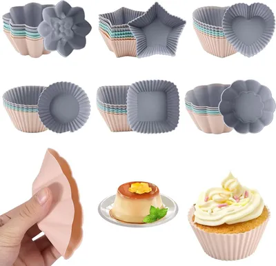 Image de Moules à muffins en silicone - 36 pièces - Antiadhésif - Réutilisable - Pour la famille - Pâtisserie - Gâteaux - Pudding