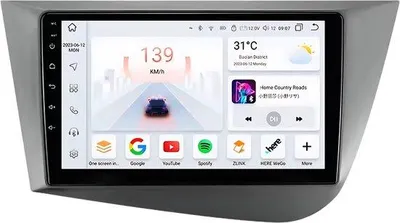 Zdjęcie produktu dla Radio samochodowe z Bluetooth i CarPlay do Seat Leon 2 Mk2 (2005–2012) – kompatybilne z Apple i Android – system stereo z nawigacją – 3 GB pamięci RAM, 32 GB pamięci