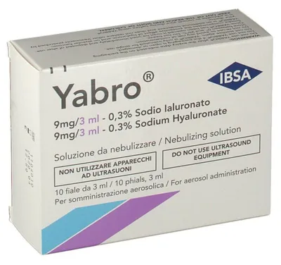 Productafbeelding van Yabro 10 flacons, 3 ml, hyaluronzuuroplossing (0,3%), voor inhalatie