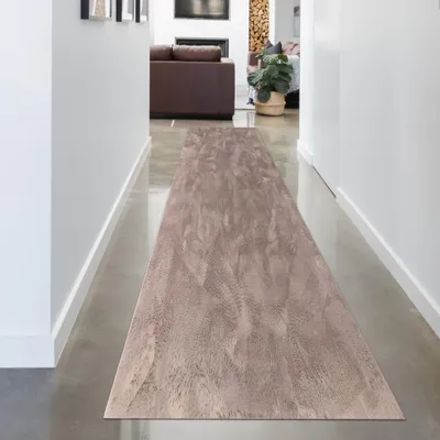Produktbild von Teppich taupe Hasenfell-Optik elegant weich mit feinem Schimmer modern Größe - 80 x 300 cm
